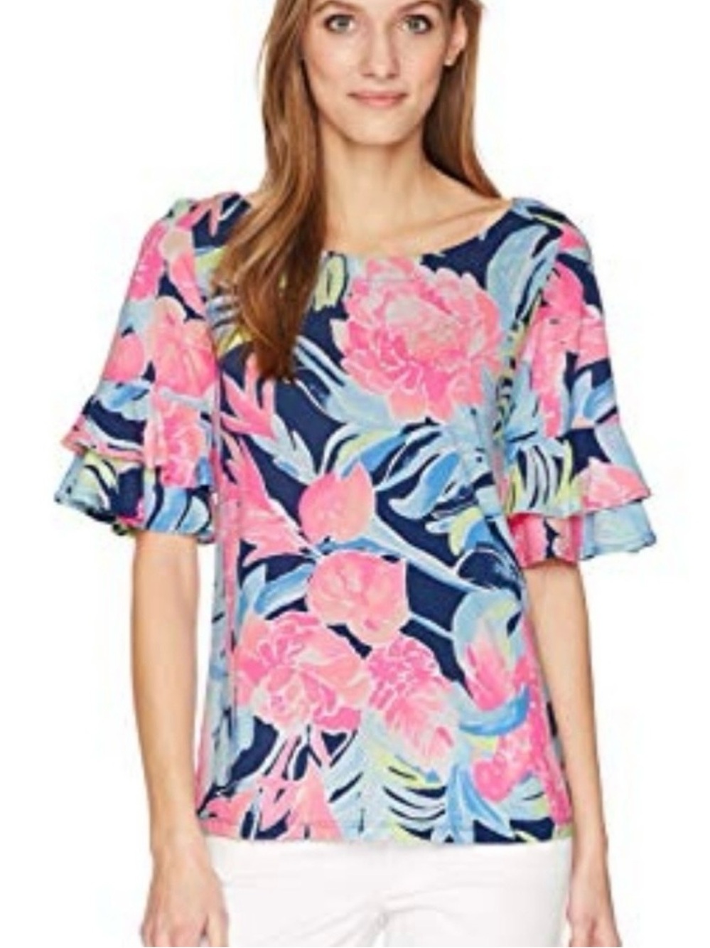 Lilly Pulitzer Pink and Light Green Floral Top - Picture 4 of 4